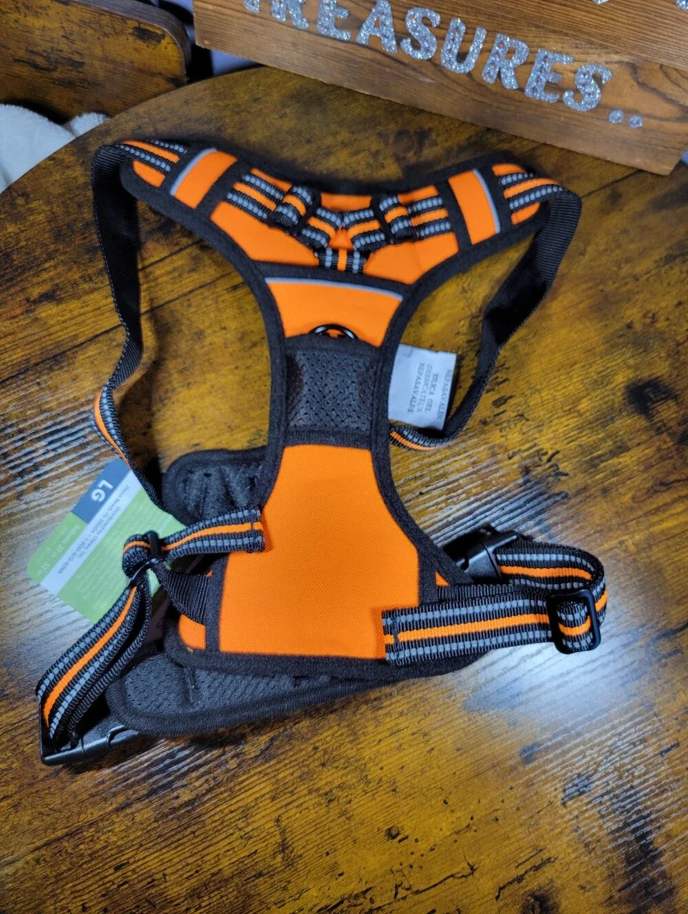 Frisco size large orange and Black Reflective Dog Harness